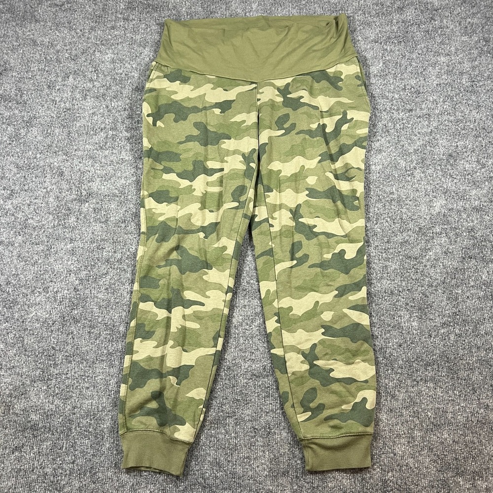Old Navy Maternity Jogger Pants Women Large Multicolor Camouflage Dynamic Fleece